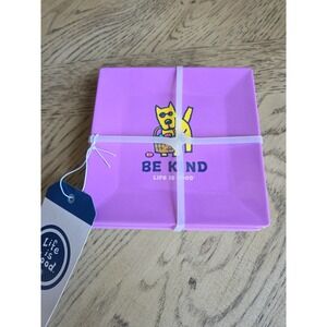 Life Is Good Plates Dog Be Kind Appetizer Cocktail 4 Plates New  Purple Easter